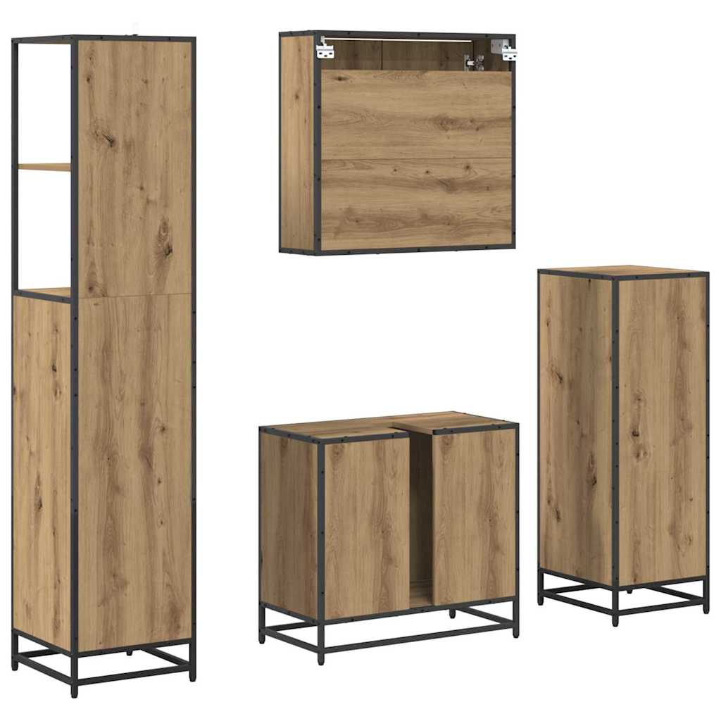 Badezimmermöbel-Set 4 stk. Artisan-Eiche 65 x 33 x 60 cm
