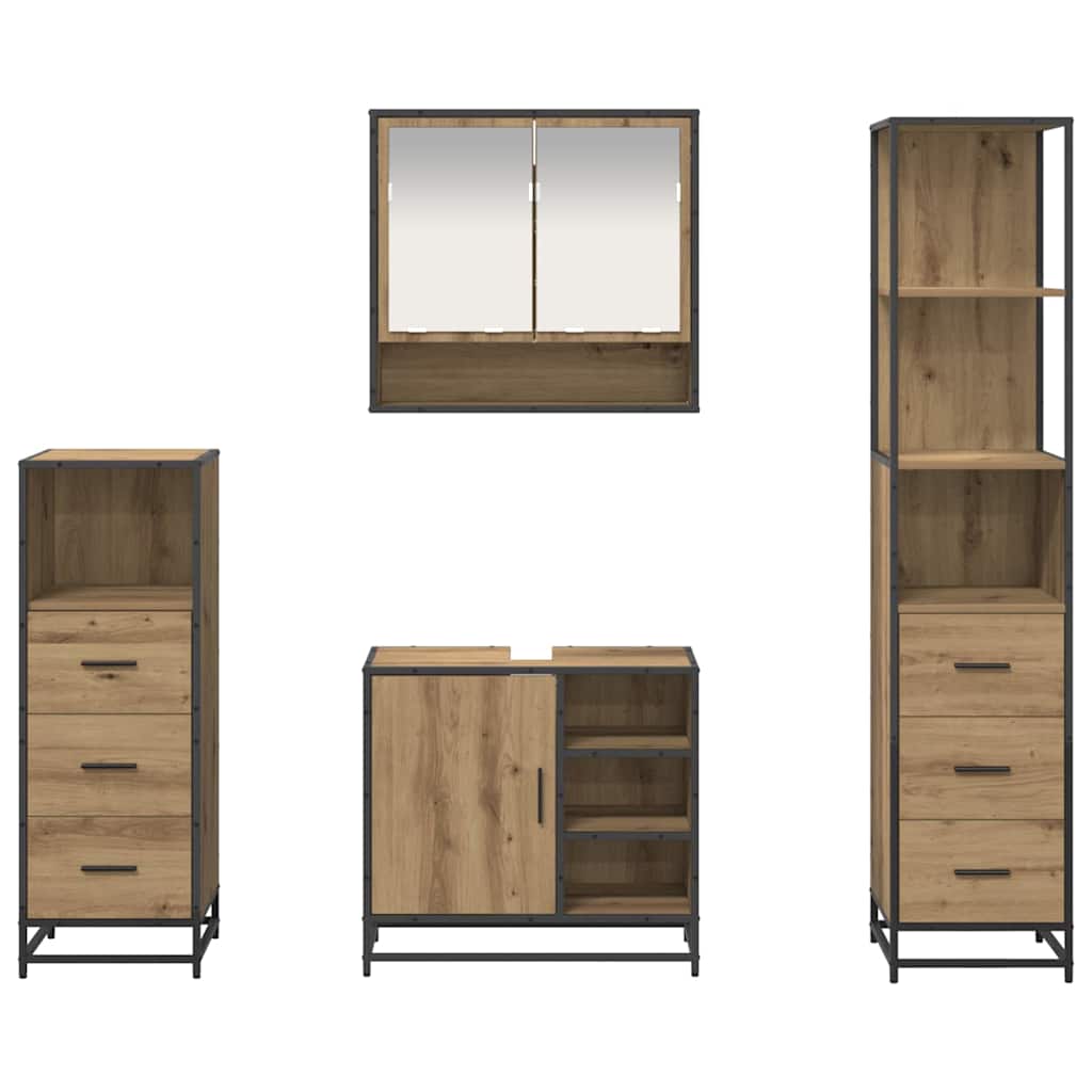 Badezimmermöbel-Set 4 stk. Artisan-Eiche 65 x 33 x 60 cm