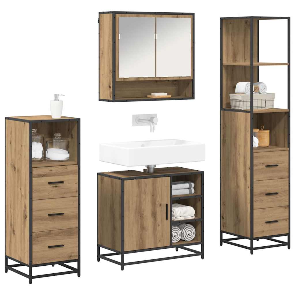 Badezimmermöbel-Set 4 stk. Artisan-Eiche 65 x 33 x 60 cm