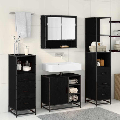 Badezimmermöbel-Set 4 stk. Schwarz Eichen-Optik 65 x 33 x 60 cm