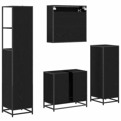 Badezimmermöbel-Set 4 stk. Schwarz Eichen-Optik 65 x 33 x 60 cm