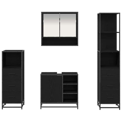 Badezimmermöbel-Set 4 stk. Schwarz Eichen-Optik 65 x 33 x 60 cm