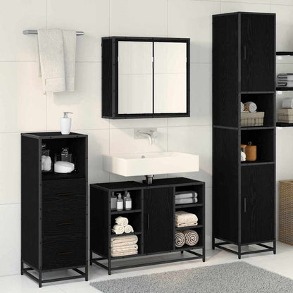 Badezimmermöbel-Set 3 Stk. Schwarz Eichen-Optik Holzwerkstoff