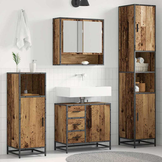Badezimmermöbel-Set 3 stk. Altholz 35 x 37,5 x 188,5 cm