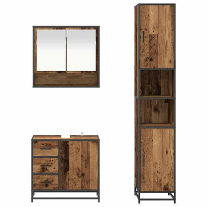 Badezimmermöbel-Set 3 stk. Altholz 35 x 37,5 x 188,5 cm