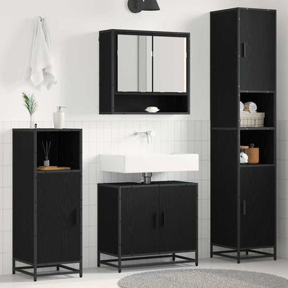 Badezimmermöbel-Set 3 Stk. Schwarz Eichen-Optik Holzwerkstoff