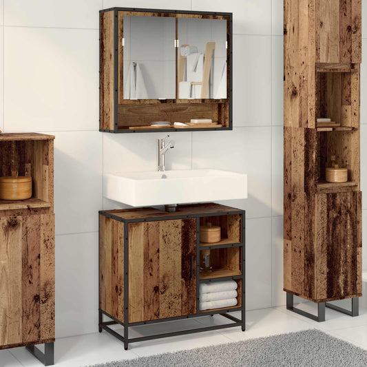 Badezimmermöbel-Set 2 stk. Altholz 65 x 33 x 60 cm