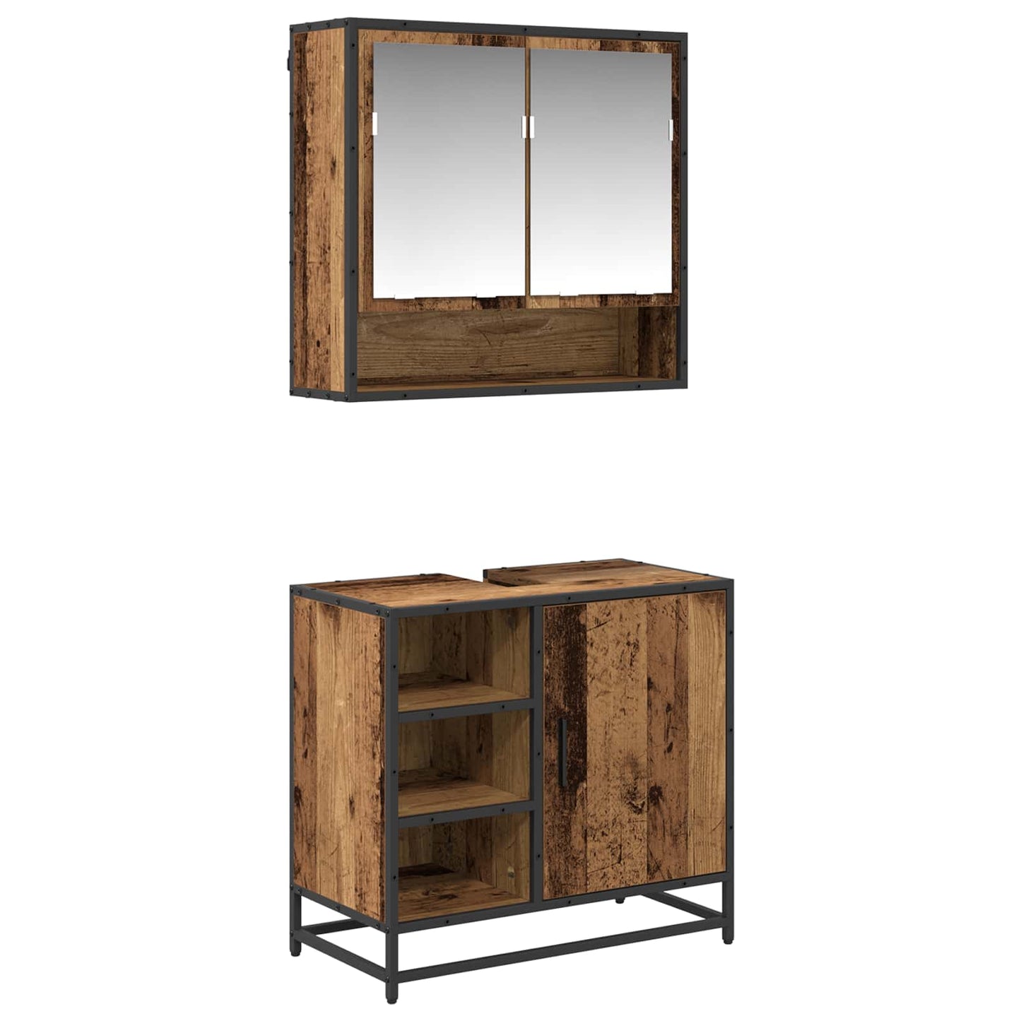 Badezimmermöbel-Set 2 stk. Altholz 65 x 33 x 60 cm