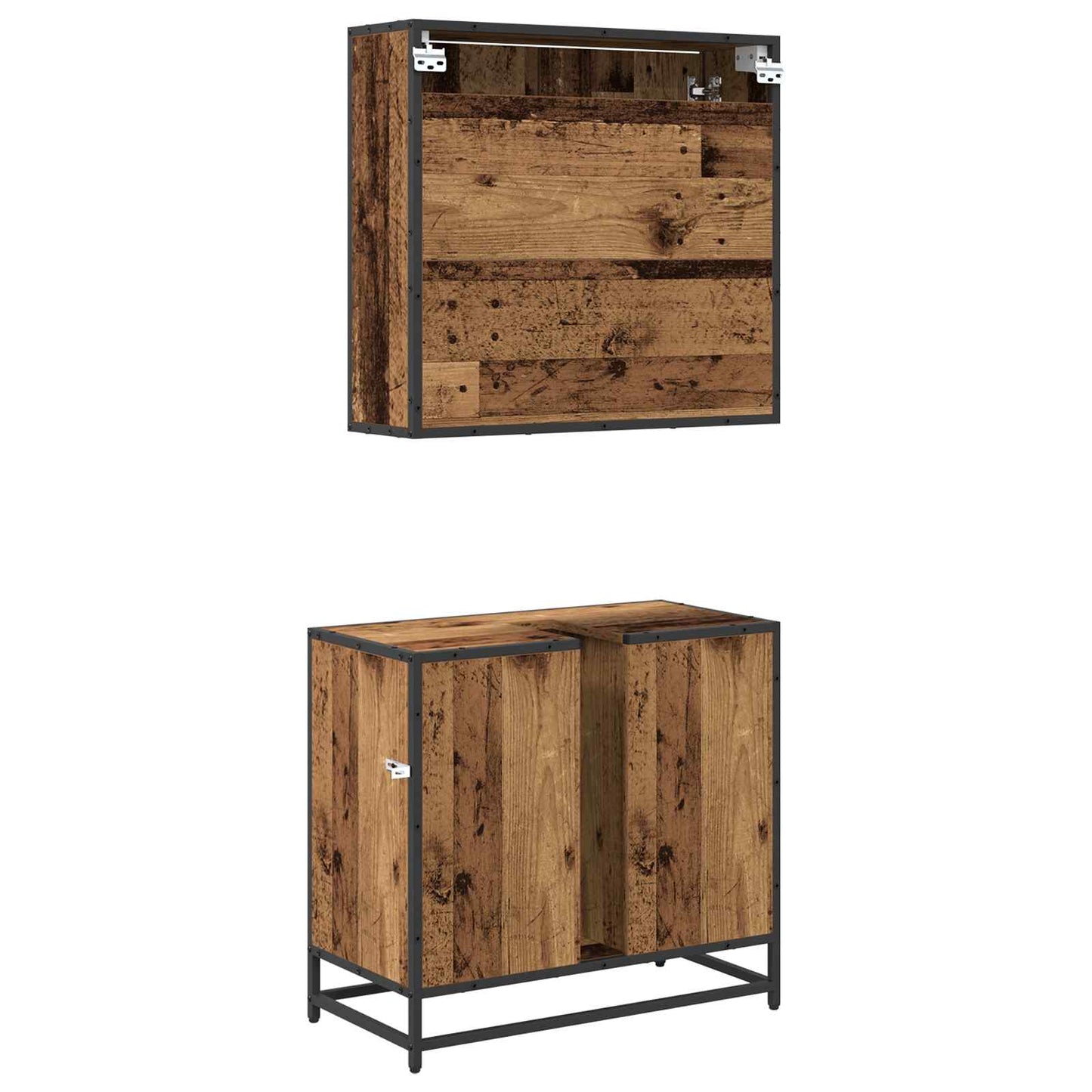 Badezimmermöbel-Set 2 stk. Altholz 65 x 33 x 60 cm