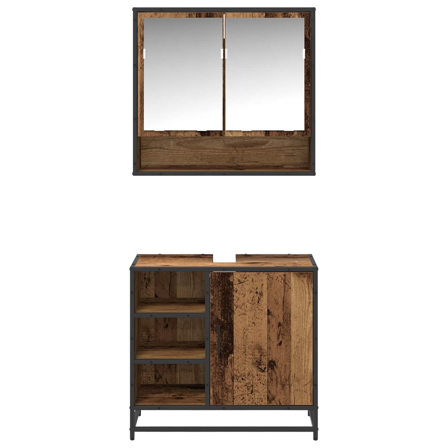 Badezimmermöbel-Set 2 stk. Altholz 65 x 33 x 60 cm