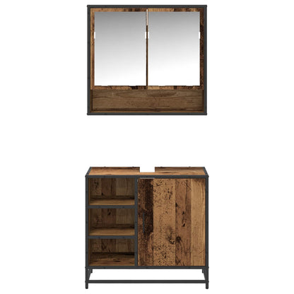 Badezimmermöbel-Set 2 stk. Altholz 65 x 33 x 60 cm