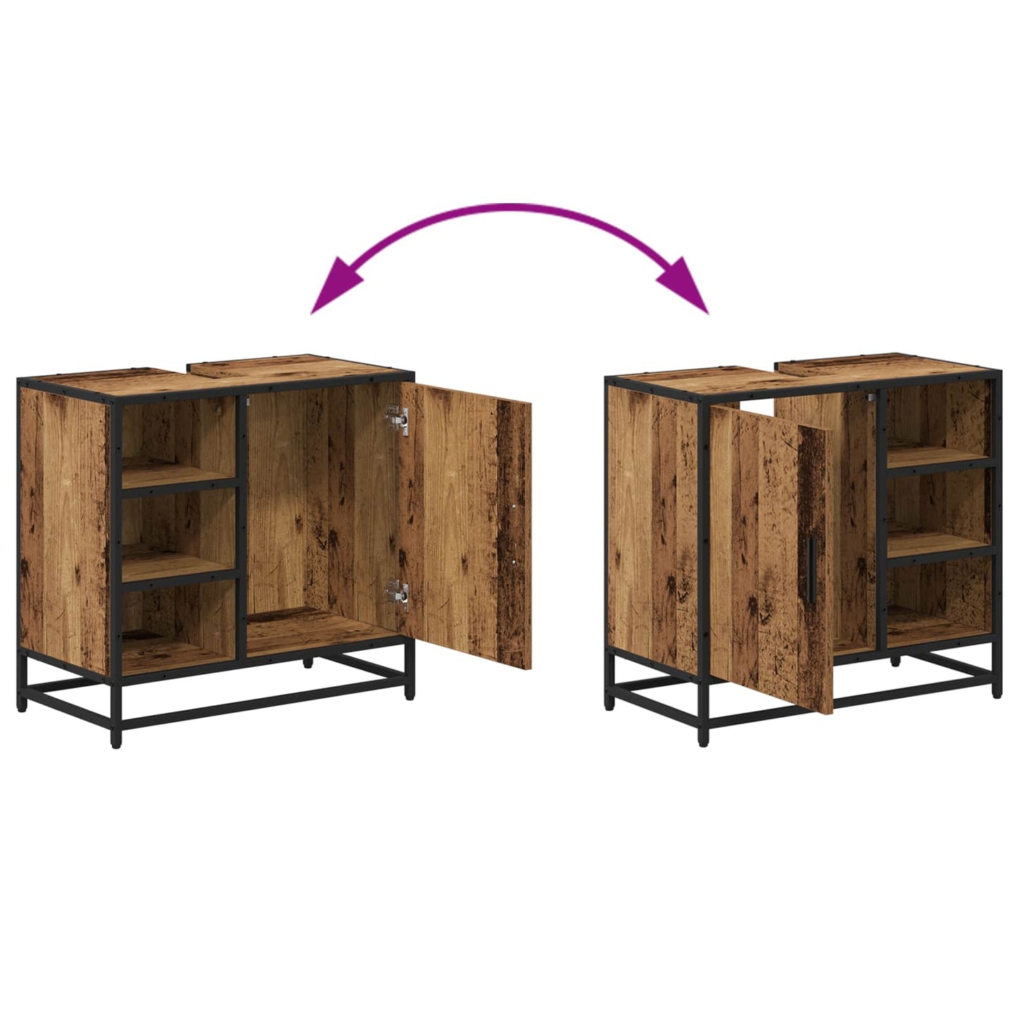 Badezimmermöbel-Set 2 stk. Altholz 65 x 33 x 60 cm