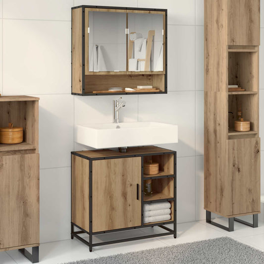 Badezimmermöbel-Set 2 stk. Artisan-Eiche 65 x 33 x 60 cm