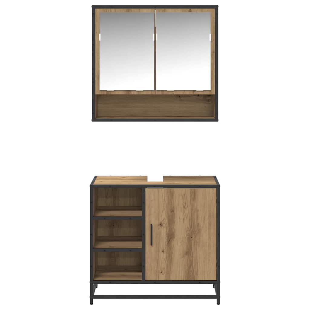 Badezimmermöbel-Set 2 Stk. Artisan-Eiche 65 x 33 x 60 cm
