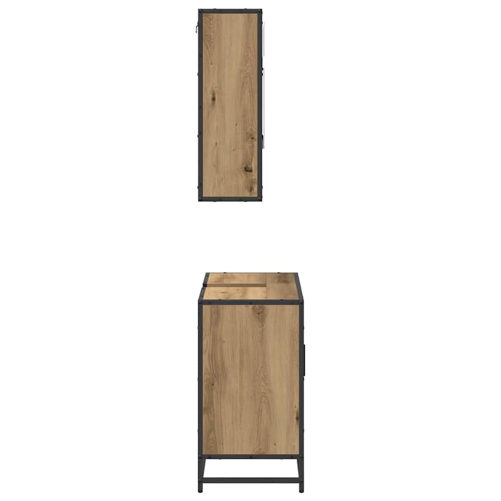 Badezimmermöbel-Set 2 Stk. Artisan-Eiche 65 x 33 x 60 cm