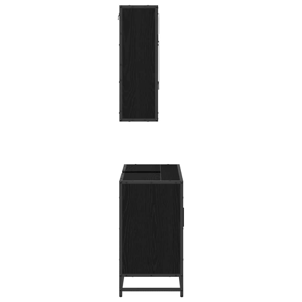 Badezimmermöbel-Set 2 stk. Schwarz Eichen-Optik 65 x 33 x 60 cm