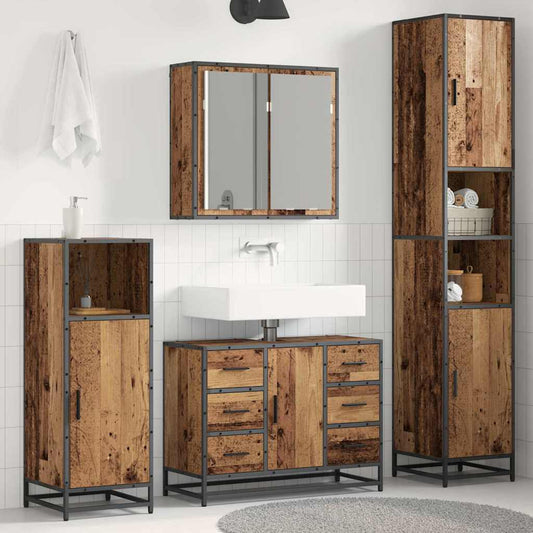 Badezimmermöbel-Set 3 stk. Altholz 80 x 33 x 60 cm