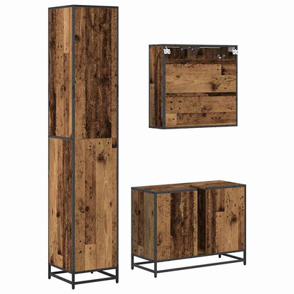 Badezimmermöbel-Set 3 stk. Altholz 80 x 33 x 60 cm