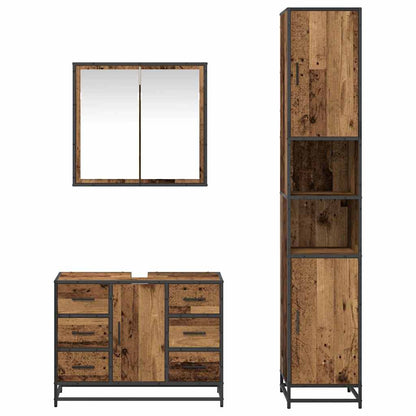 Badezimmermöbel-Set 3 stk. Altholz 80 x 33 x 60 cm