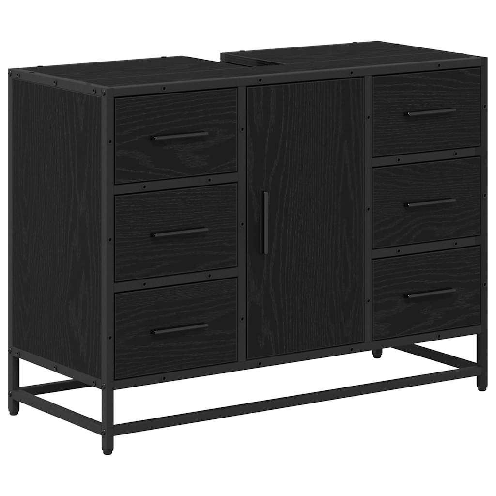 Badezimmermöbel-Set 3 stk. Schwarz Eichen-Optik 80 x 33 x 60 cm