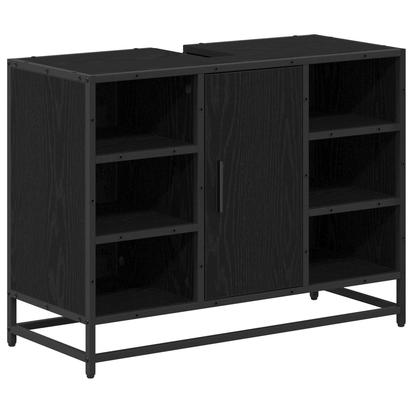 Badezimmermöbel-Set 3 stk. Schwarz Eichen-Optik 80 x 33 x 60 cm