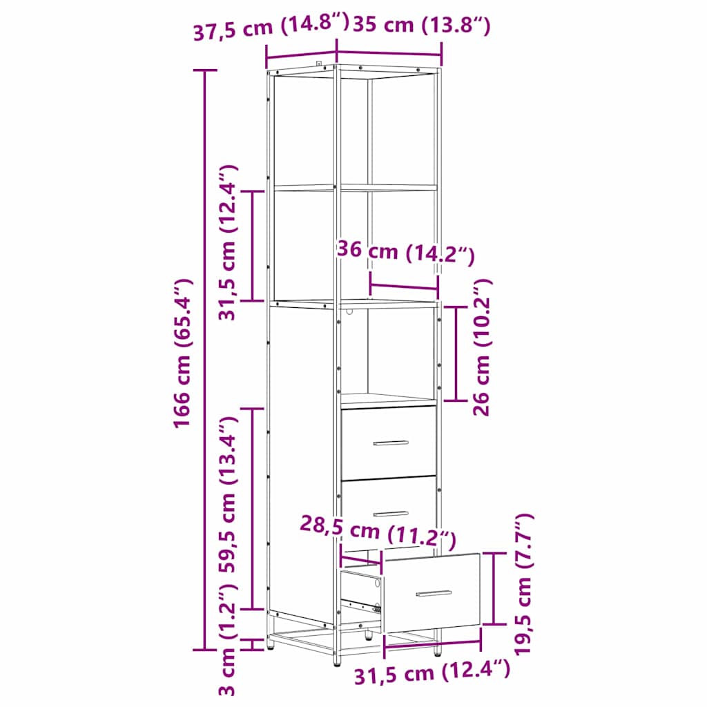 Badezimmermöbel-Set 3 stk. Schwarz Eichen-Optik 80 x 33 x 60 cm