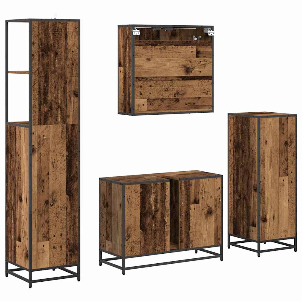 Badezimmermöbel-Set 4 stk. Altholz 80 x 33 x 60 cm