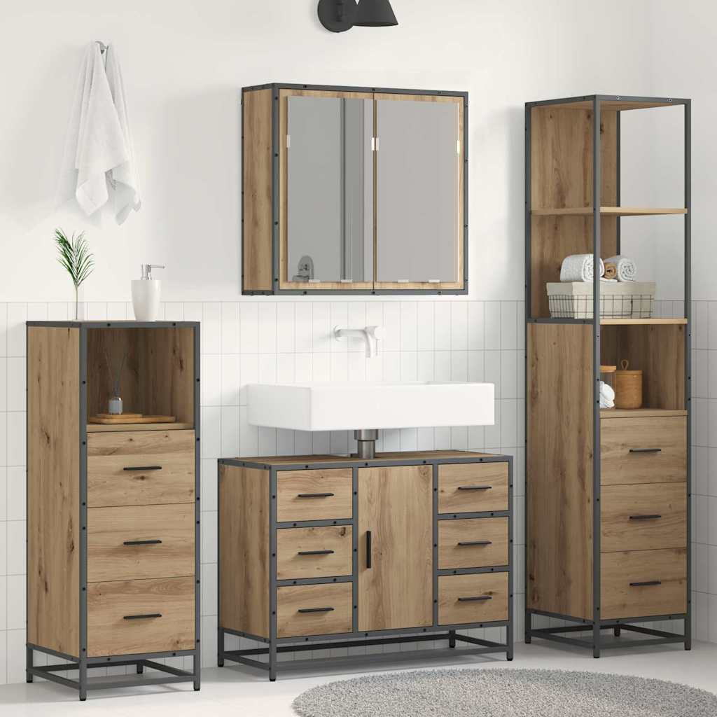 Badezimmermöbel-Set 4 Stk. Artisan-Eiche Holzwerkstoff