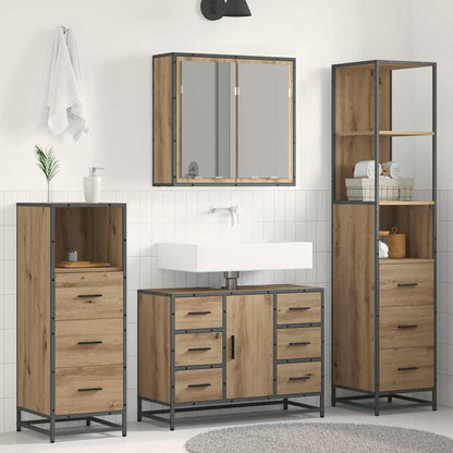 Badezimmermöbel-Set 4 Stk. Artisan-Eiche Holzwerkstoff