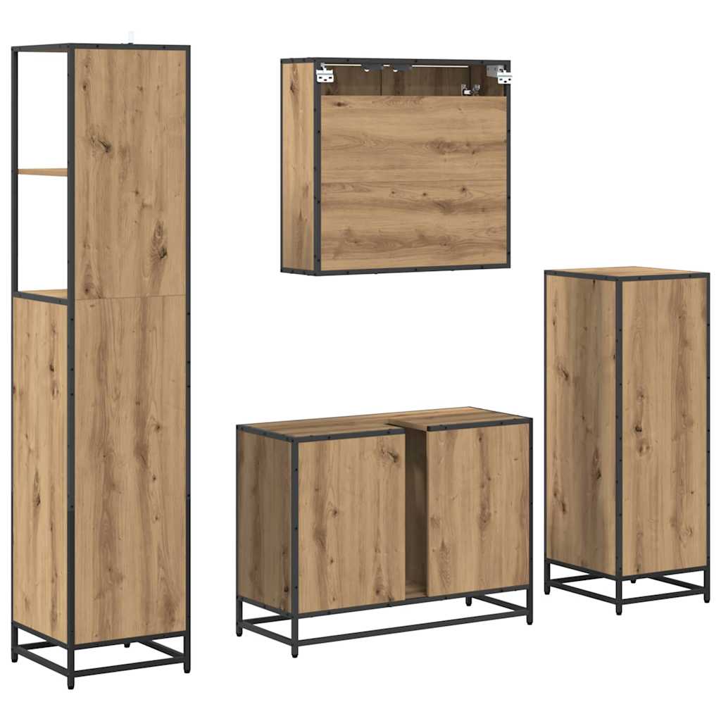 Badezimmermöbel-Set 4 stk. Artisan-Eiche 80 x 33 x 60 cm