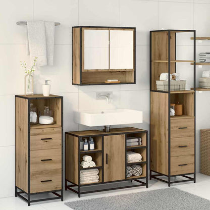 Badezimmermöbel-Set 3 stk. Artisan-Eiche 35 x 37,5 x 166 cm