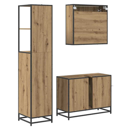 Badezimmermöbel-Set 3 stk. Artisan-Eiche 35 x 37,5 x 166 cm
