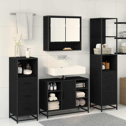Badezimmermöbel-Set 3 Stk. Schwarz Eichen-Optik Holzwerkstoff