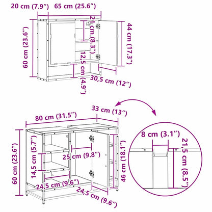Badezimmermöbel-Set 3 Stk. Schwarz Eichen-Optik Holzwerkstoff