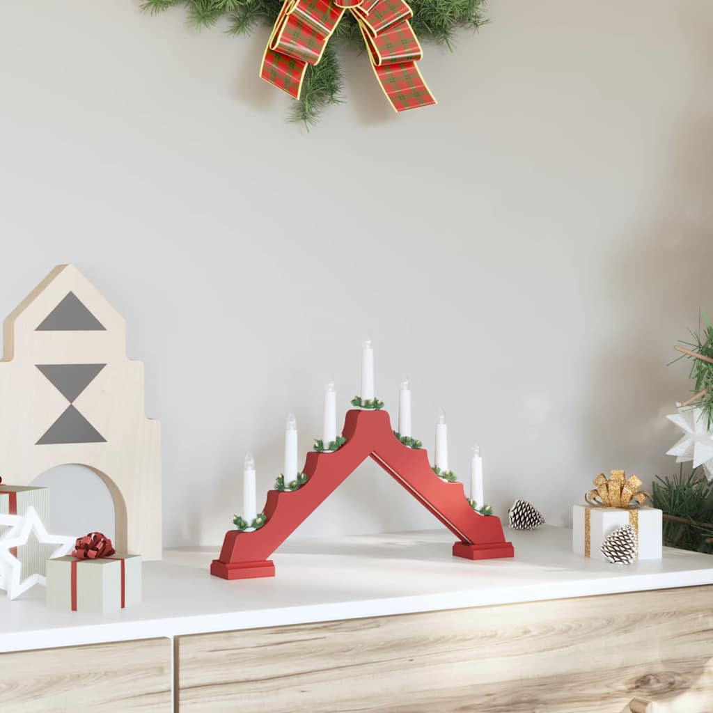 Weihnachtskerzenbrücke mit 7 LEDs Rot 39,5 x 5 x 29 cm