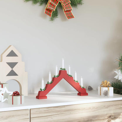 Weihnachtskerzenbrücke mit 7 LEDs Rot 39,5 x 5 x 29 cm
