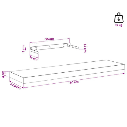 Wandregal Wandhalterung Braun 90 x 23,5 x 3,8 cm Holzwerkstoff