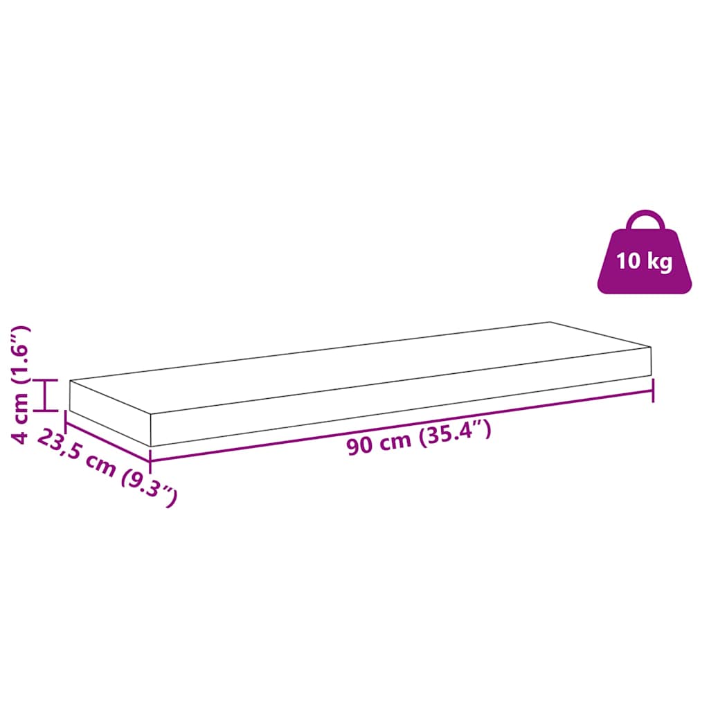 Wandregal Wandhalterung 4 Stk. Braun 90 x 23,5 x 3,8 cm