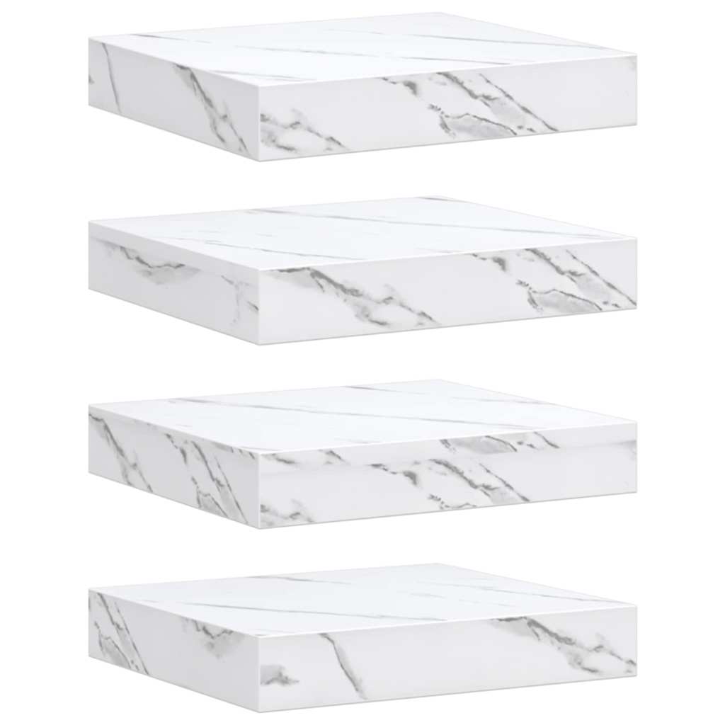Wandregal Wandhalterung 4 Stk. Weiß Marmor 23 x 23,5 x 3,8 cm