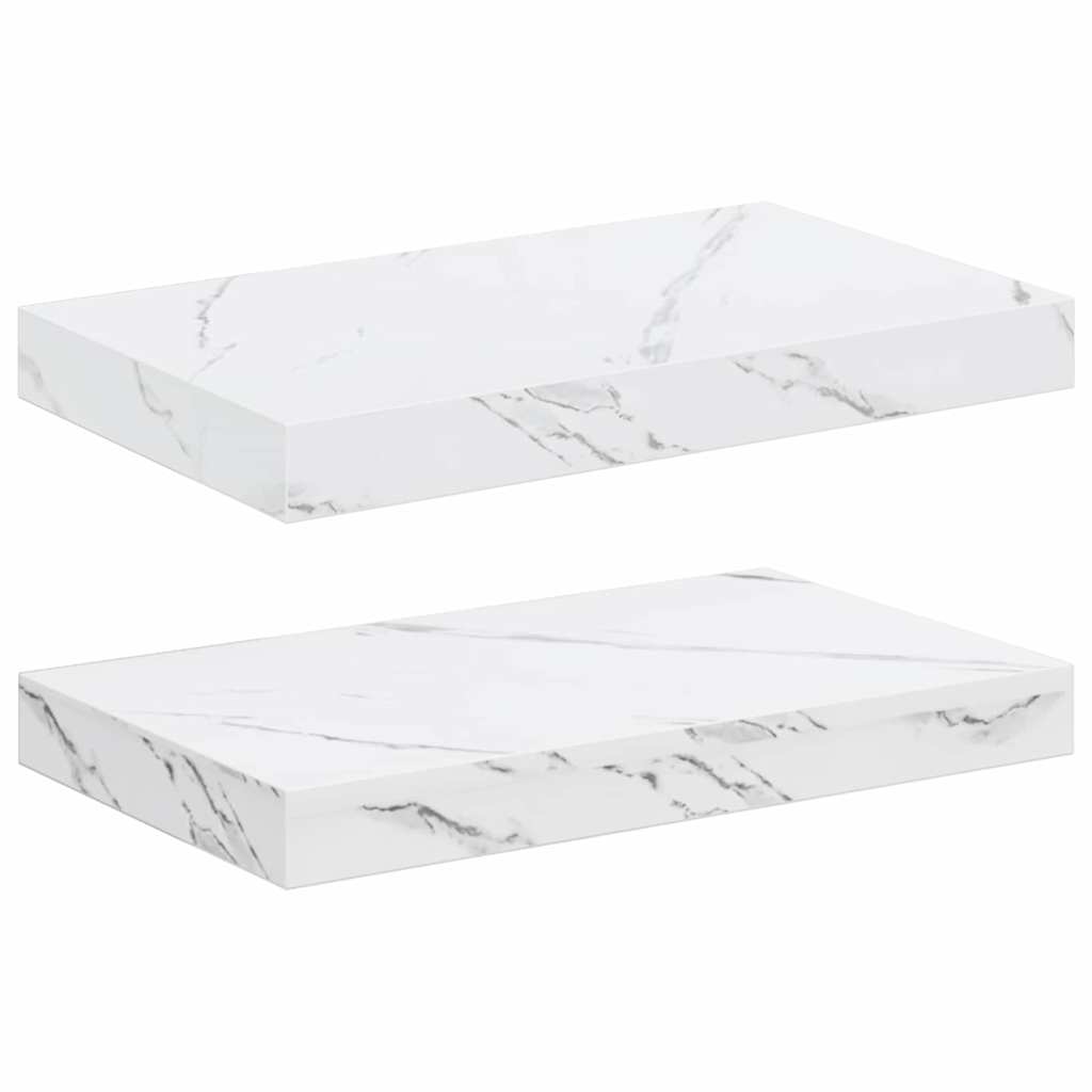 Wandregal Wandhalterung 2 Stk. Weiß Marmor 40 x 23,5 x 3,8 cm