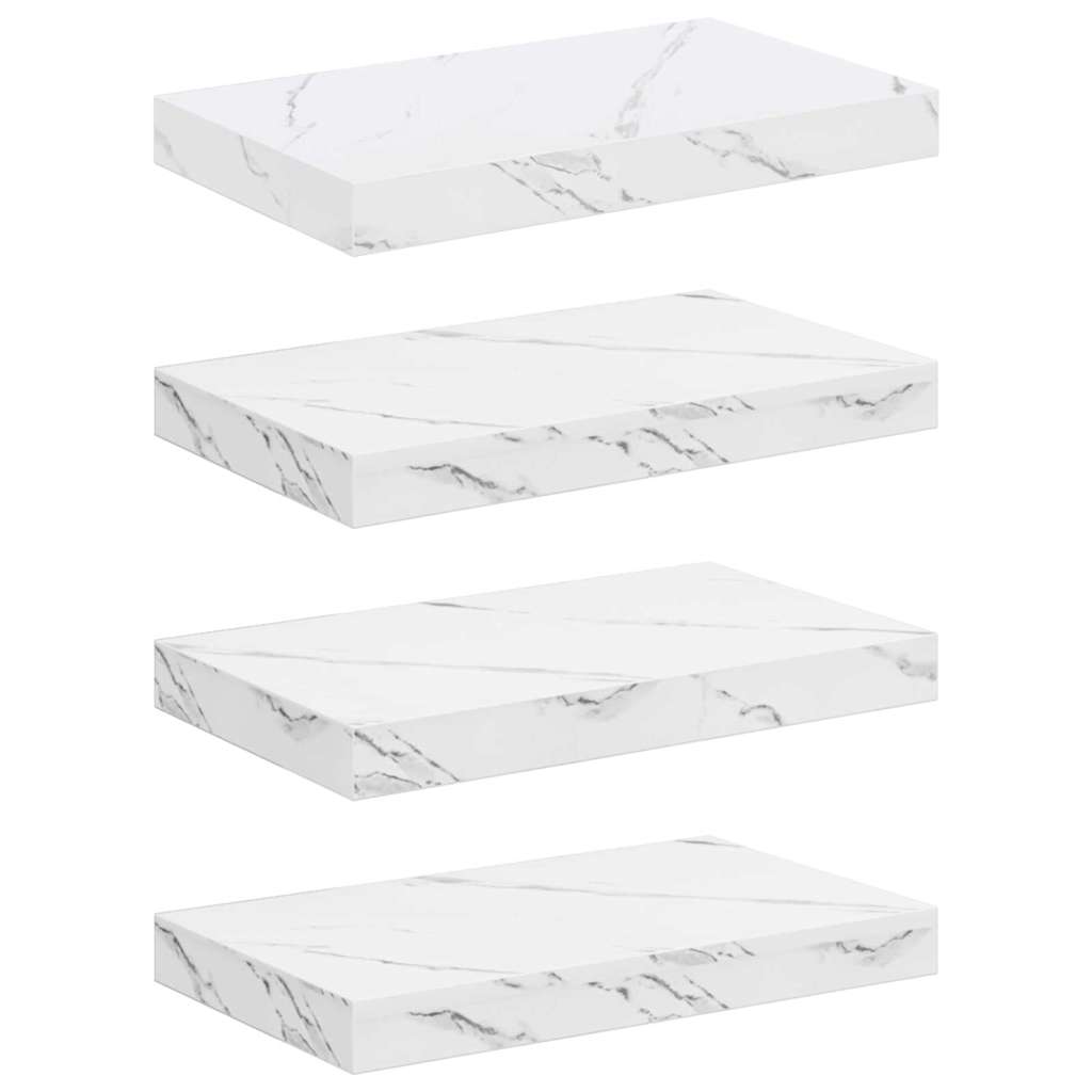 Wandregal Wandhalterung 4 Stk. Weiß Marmor 40 x 23,5 x 3,8 cm