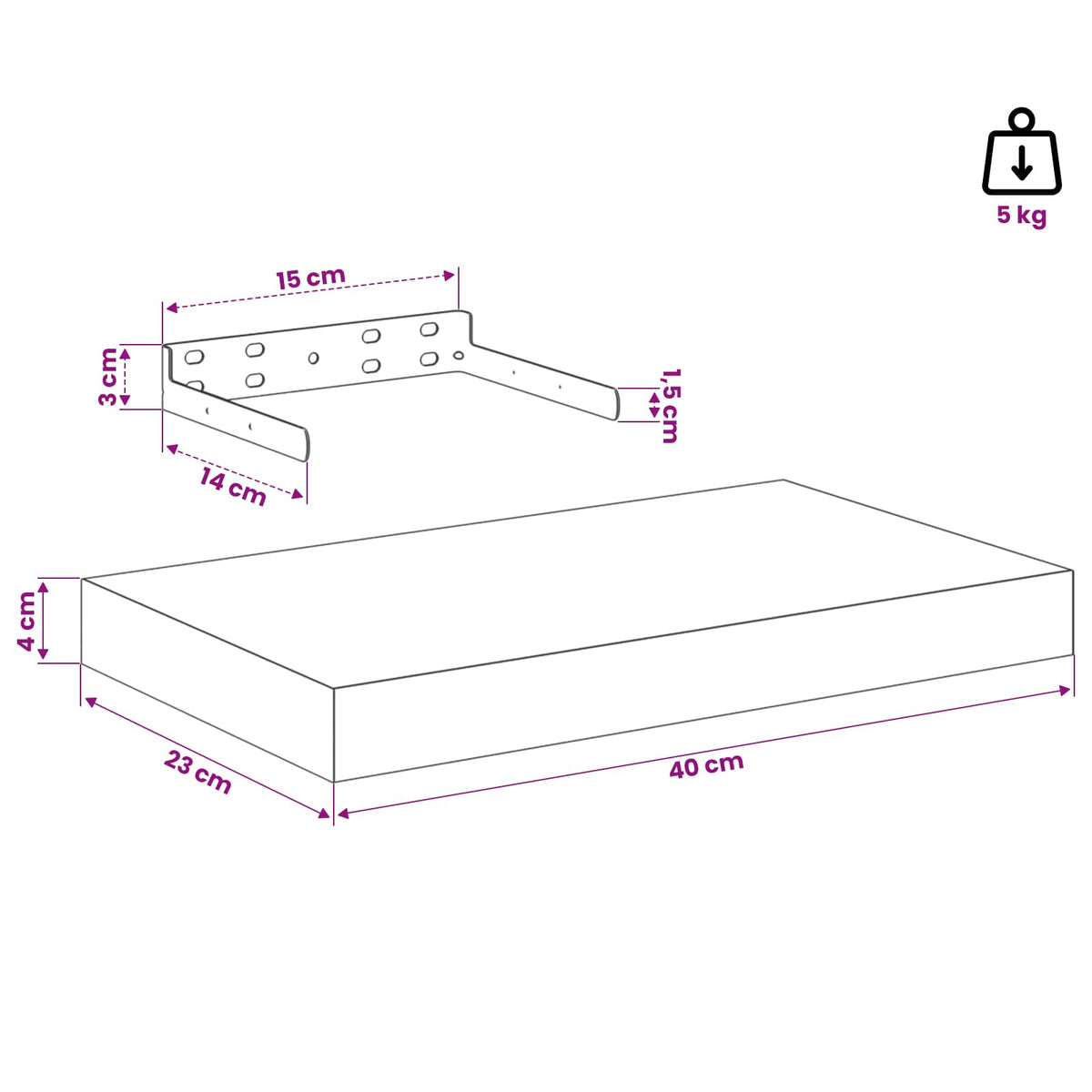 Wandregal 4 stk. Weiß Marmor 40 x 23,5 x 3,8 cm Holzwerkstoff