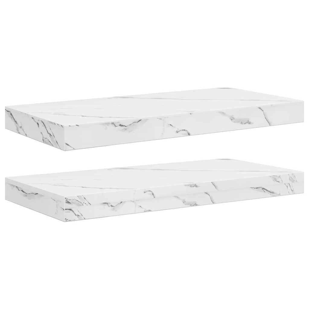 Wandregal Wandhalterung 2 Stk. Weiß Marmor 50 x 23,5 x 3,8 cm