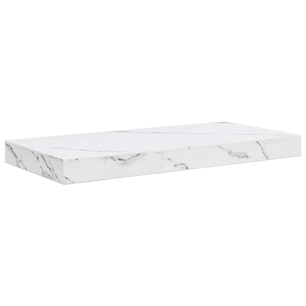 Wandregal 2 stk. Weiß Marmor 50 x 23,5 x 3,8 cm Holzwerkstoff