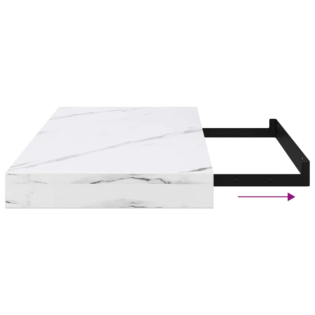 Wandregal Wandhalterung 2 Stk. Weiß Marmor 50 x 23,5 x 3,8 cm