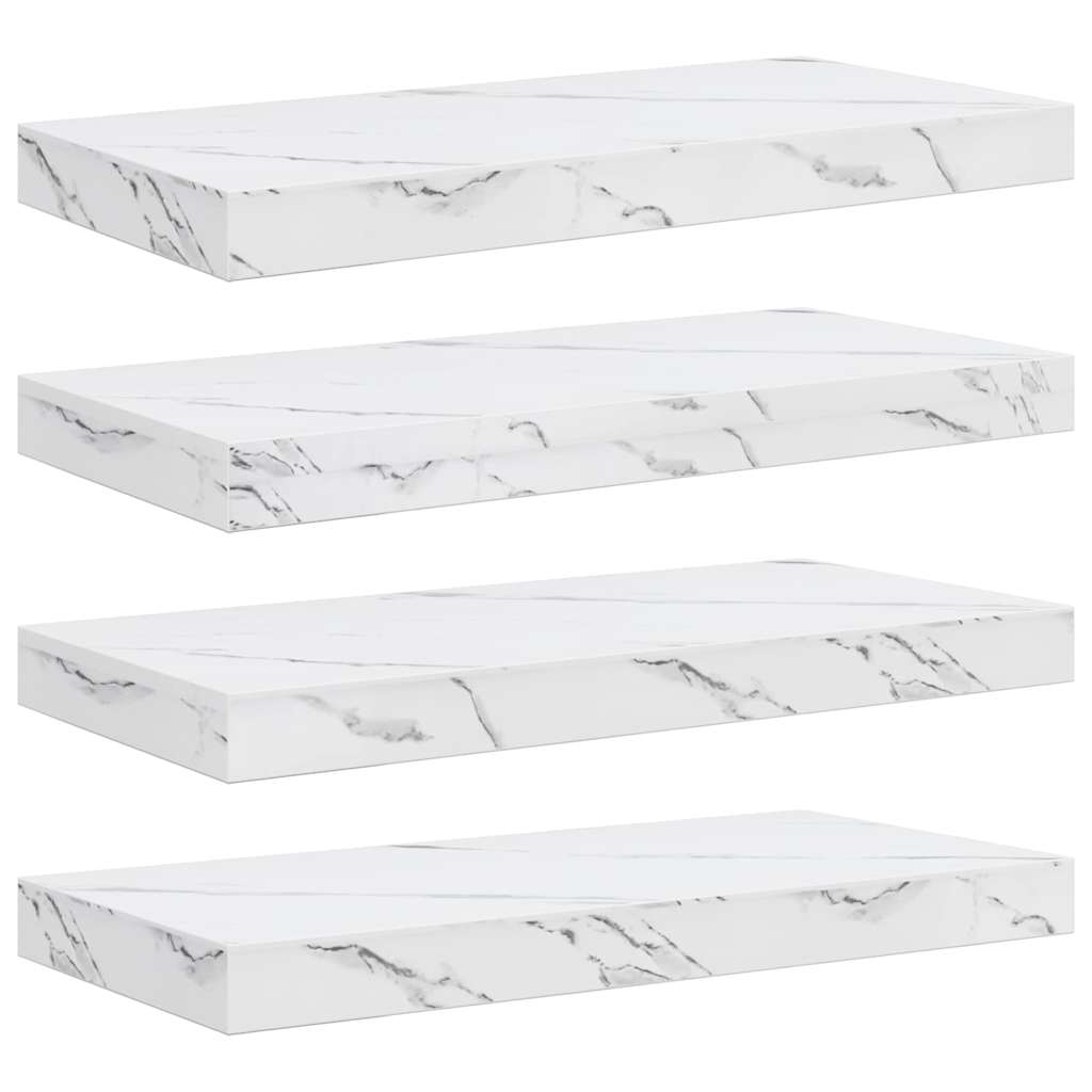 Wandregal Wandhalterung 4 Stk. Weiß Marmor 50 x 23,5 x 3,8 cm