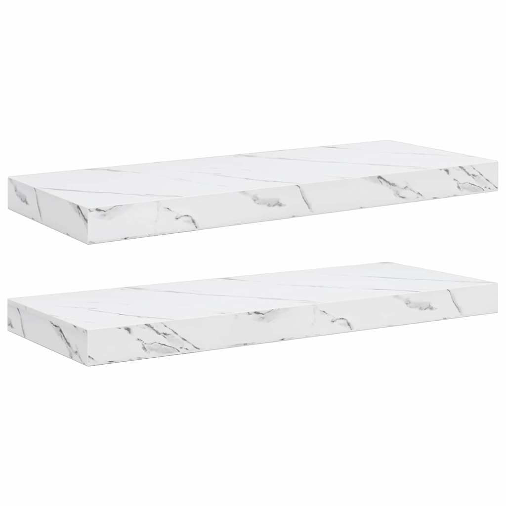 Wandregal Wandhalterung 2 Stk. Weiß Marmor 60 x 23,5 x 3,8 cm