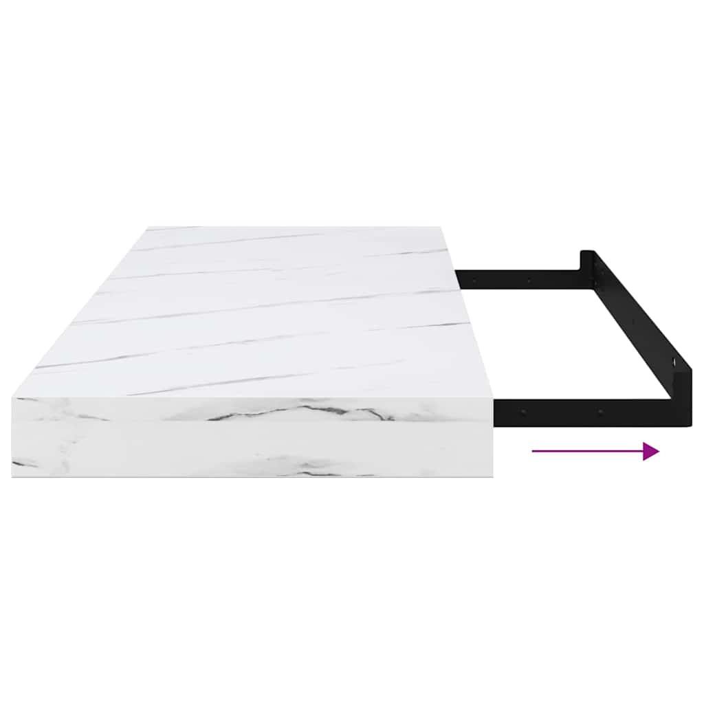 Wandregal Wandhalterung 2 Stk. Weiß Marmor 60 x 23,5 x 3,8 cm