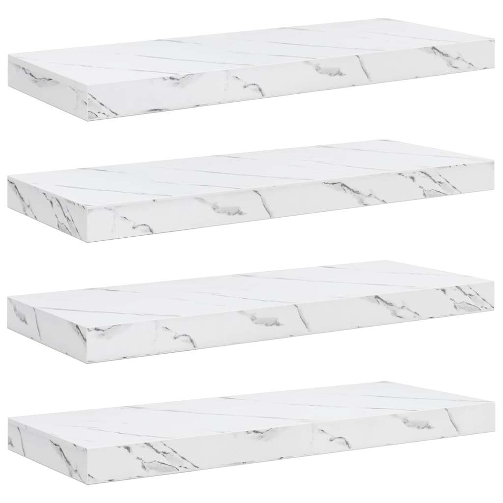 Wandregal Wandhalterung 4 Stk. Weiß Marmor 60 x 23,5 x 3,8 cm