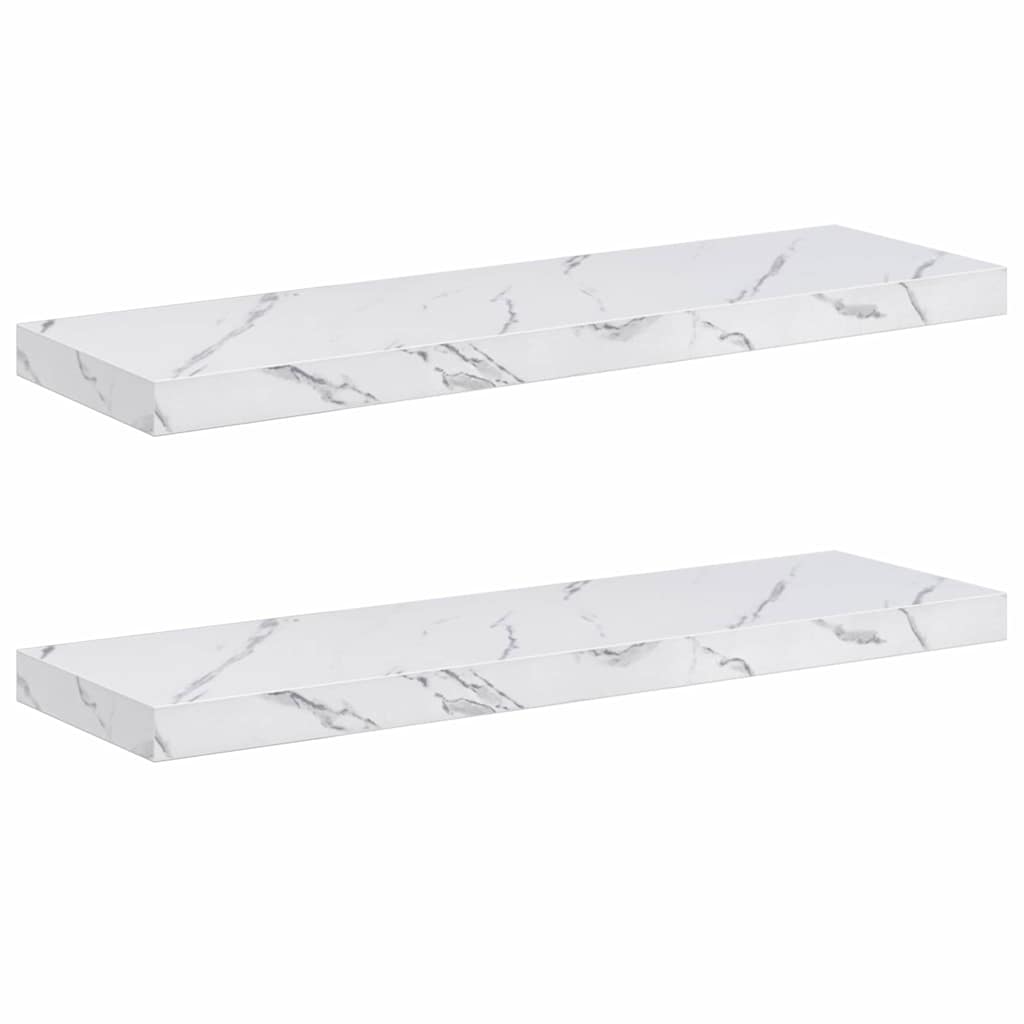 Wandregal Wandhalterung 2 Stk. Weiß Marmor 80 x 23,5 x 3,8 cm